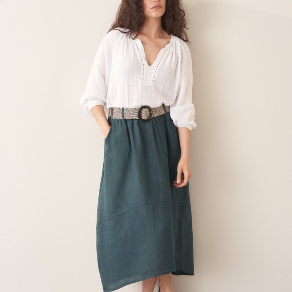 Mara Linen Skirt - Dark Green | Skirts | BUSBY & FOX – Busby & Fox