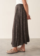 MARTHA LEOPARD SATIN SKIRT - KHAKI