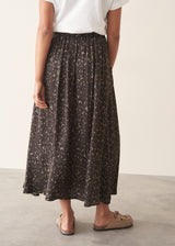 MARTHA LEOPARD SATIN SKIRT - KHAKI