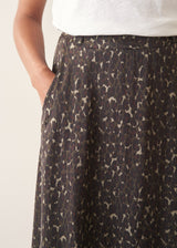 MARTHA LEOPARD SATIN SKIRT - KHAKI