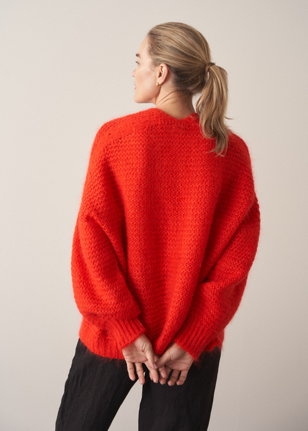 Mina Chunky Knit Cardigan - Tomato | Knitwear | BUSBY & FOX
