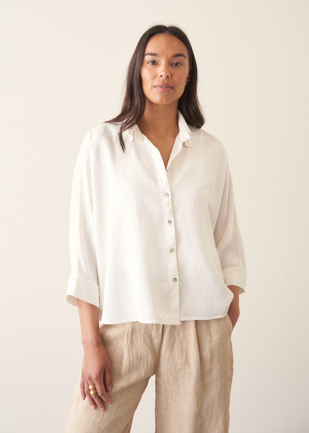 Nixie Linen Blend Shirt - Vintage White | Tops – Busby & Fox