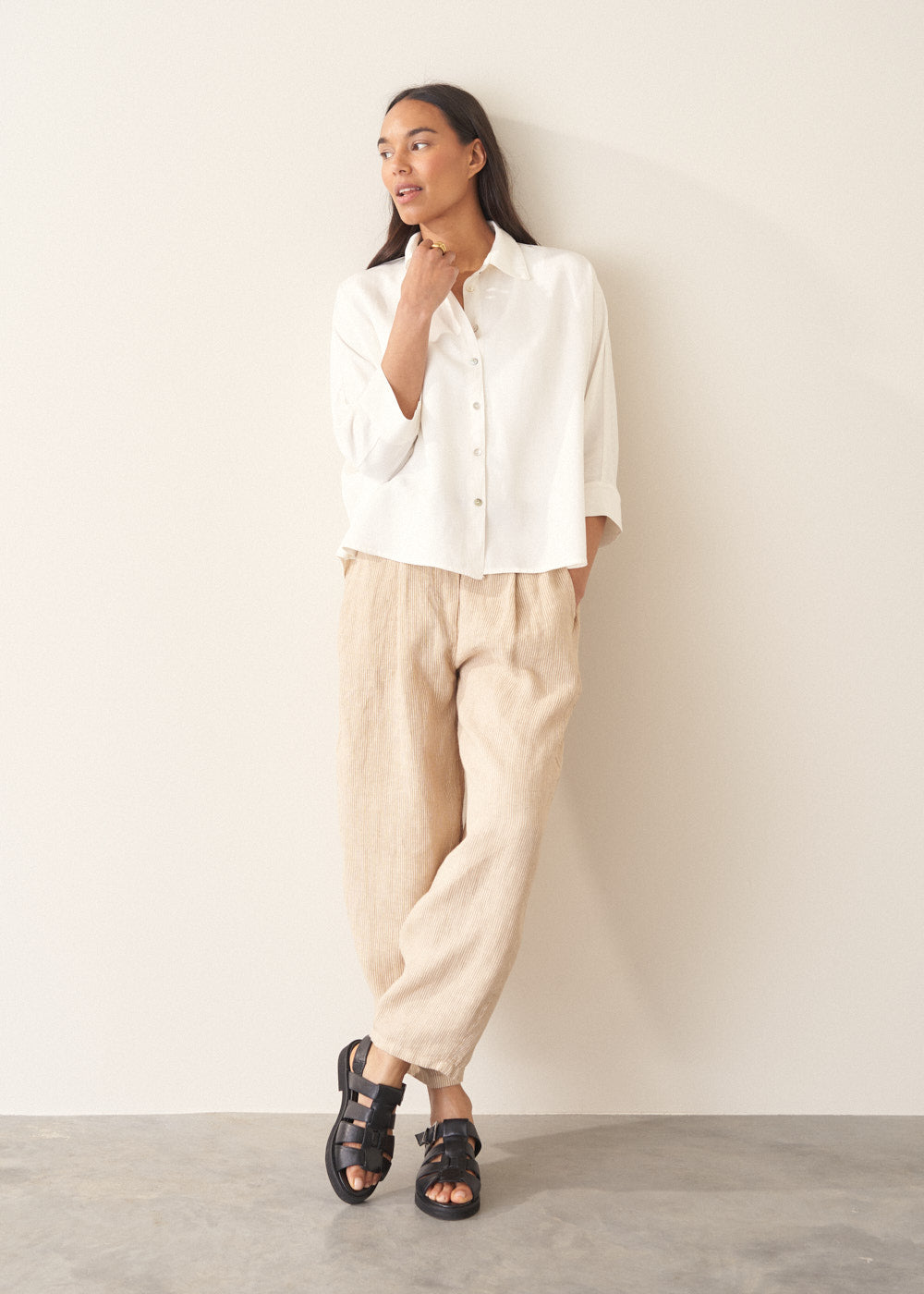 Nixie Linen Blend Shirt - Vintage White | Tops – Busby & Fox