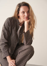 MOLLY CHECK TROUSERS - COCOA