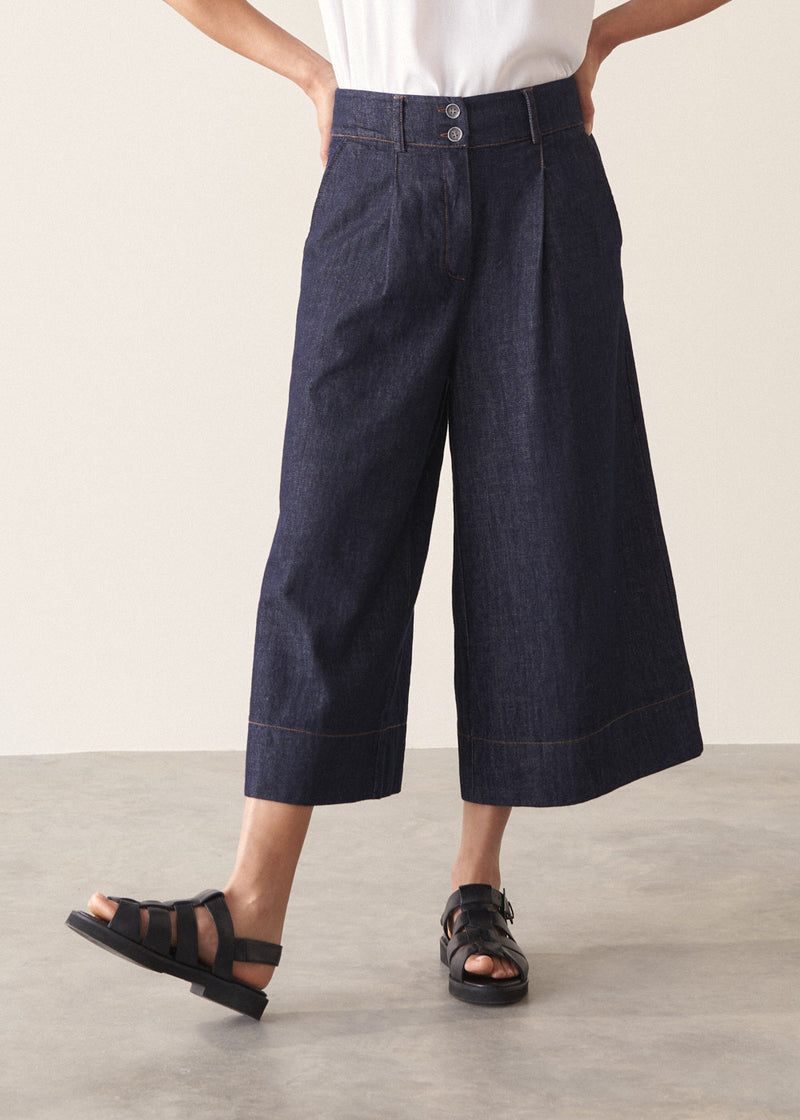 Paloma Denim Wide Leg Culotte - Blue | Bottoms – Busby & Fox