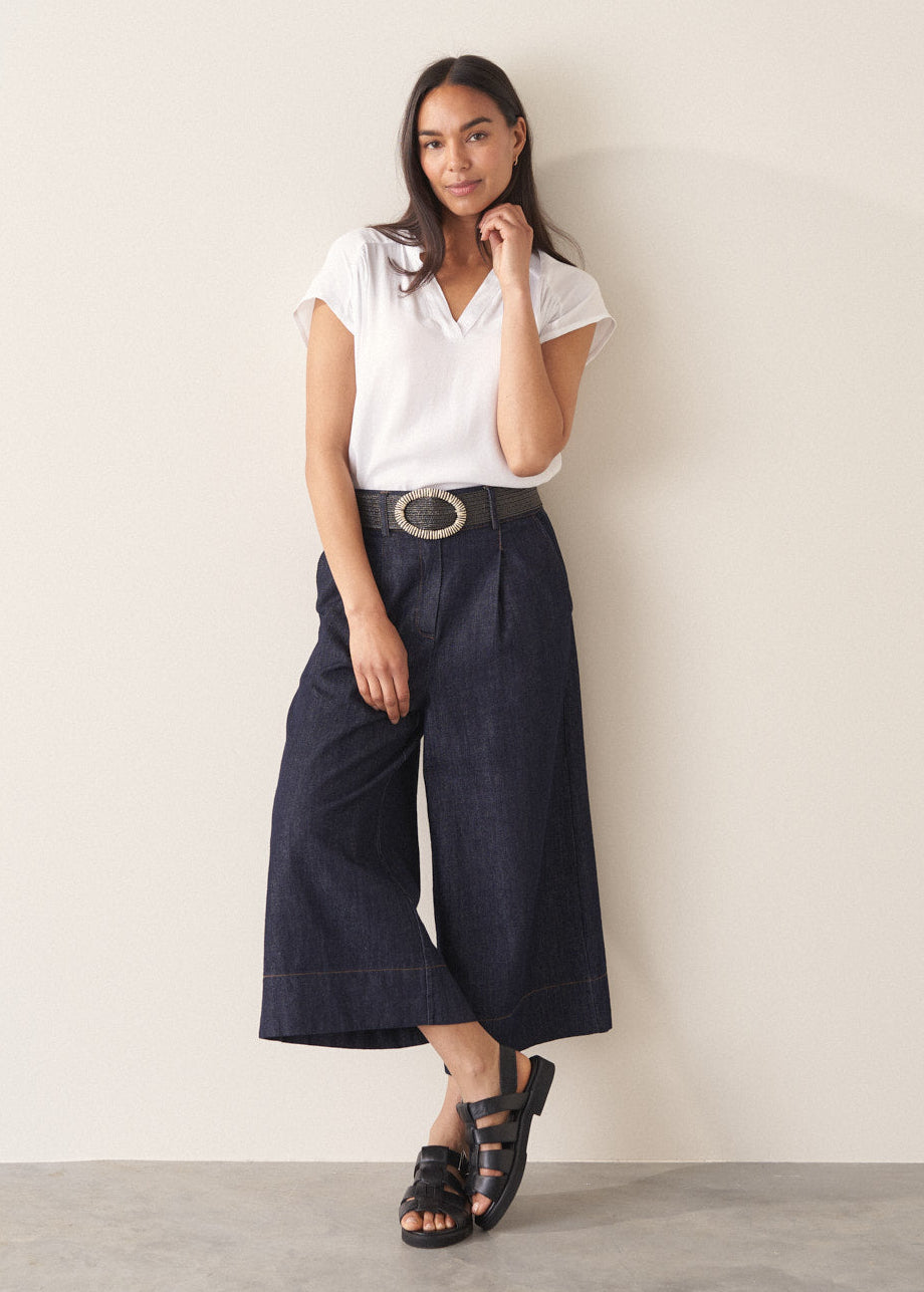Paloma Denim Wide Leg Culotte - Blue | Bottoms – Busby & Fox