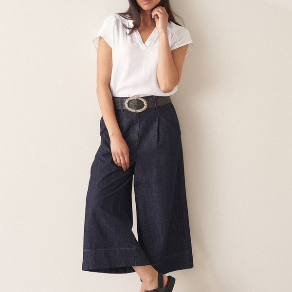 Paloma Denim Wide Leg Culotte - Blue | Bottoms – Busby & Fox