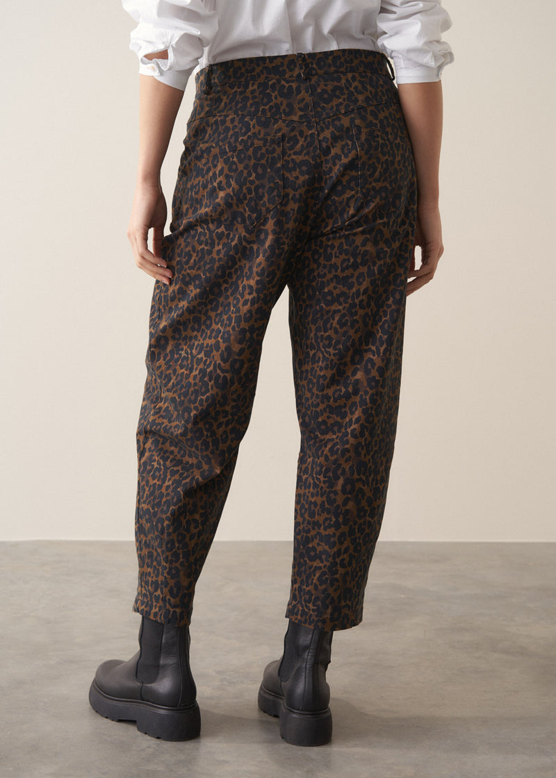 Paulo Barrel Leg Trouser - Dark Leopard | Bottoms – Busby & Fox
