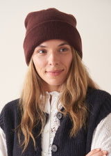 LINA CASHMERE MIX BEANIE - BURGUNDY