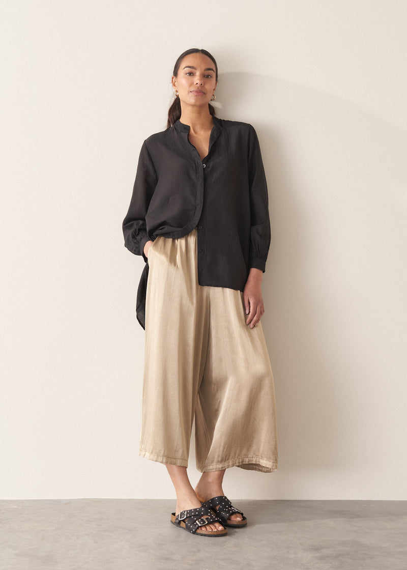 Samira Wide Leg Cropped Trouser - Champagne | Bottoms – Busby & Fox
