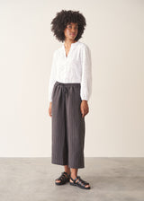 SAMIRA CROPPED TEXTURED TROUSER - CHARCOAL