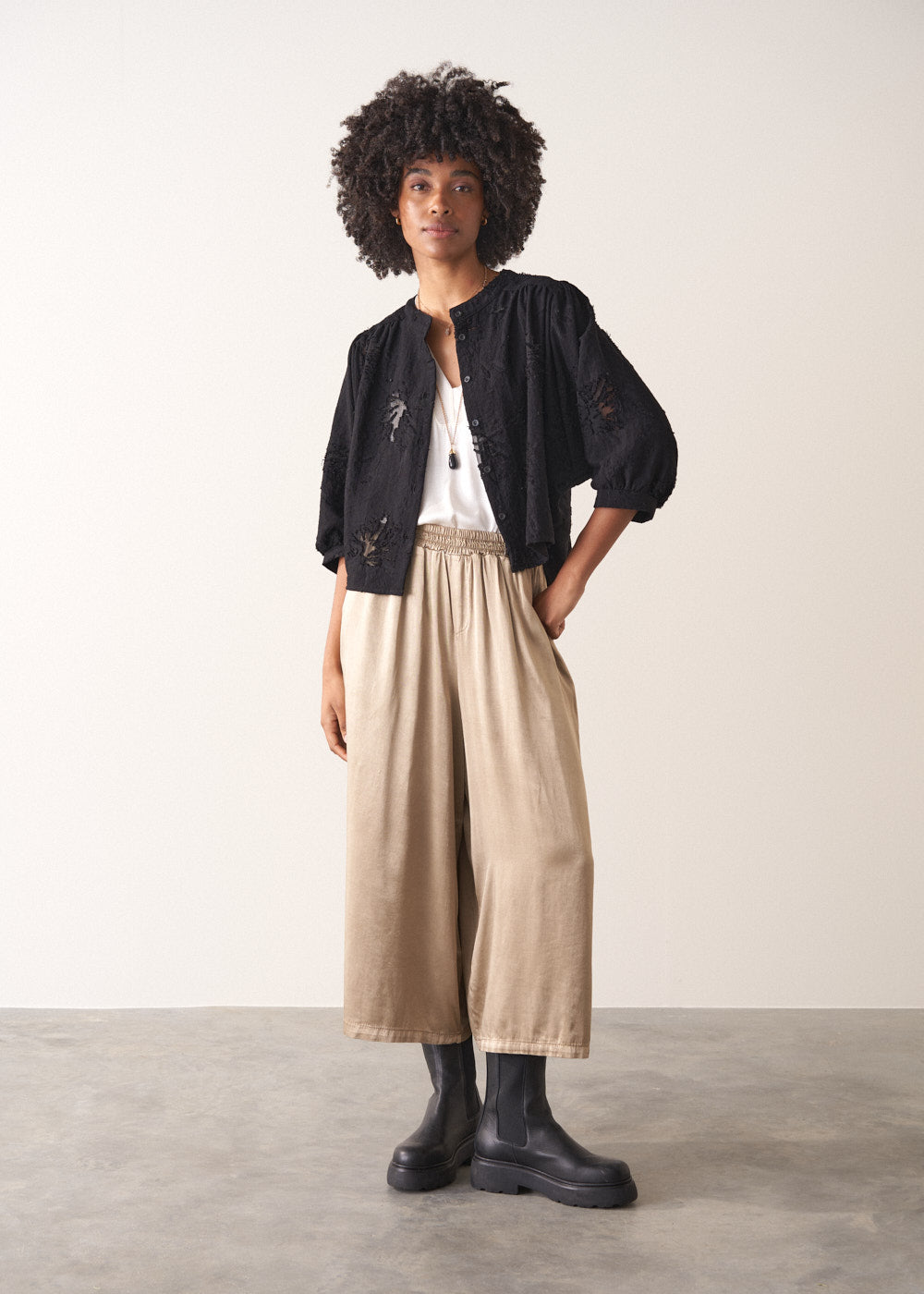Samira Cropped Trouser - Champagne | Bottoms | BUSBY & FOX