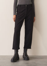 Black jersey straight leg trousers