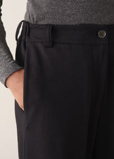 Black jersey straight leg trousers