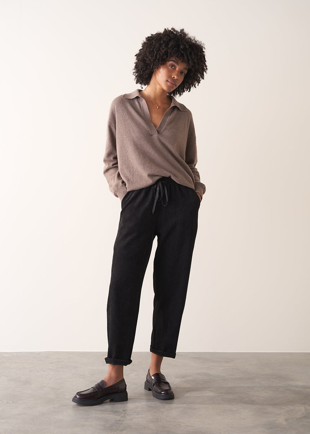 Sara Polo Neck Sweater - Dark Stone | Knitwear | BUSBY & FOX