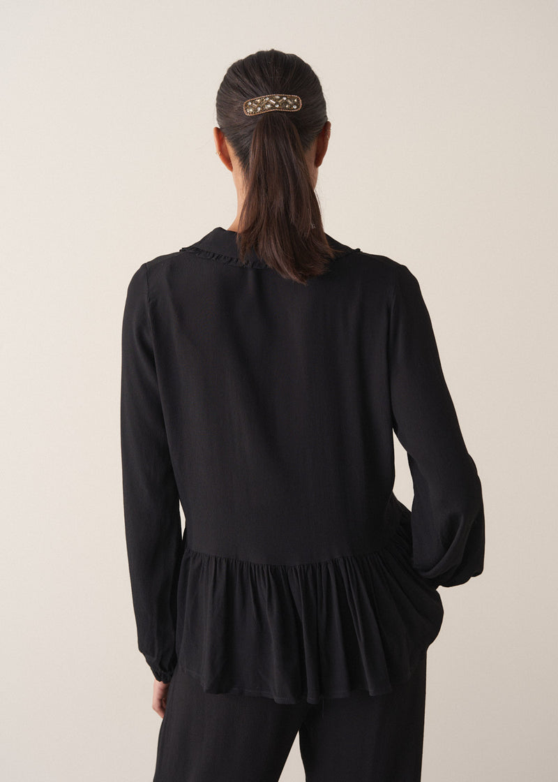 Black button up peplum top