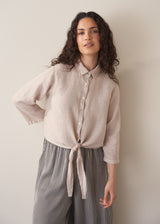 TALIA TIE FRONT SHIRT - NEUTRAL