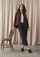 TONYA FAUX SUEDE JACKET - BROWN