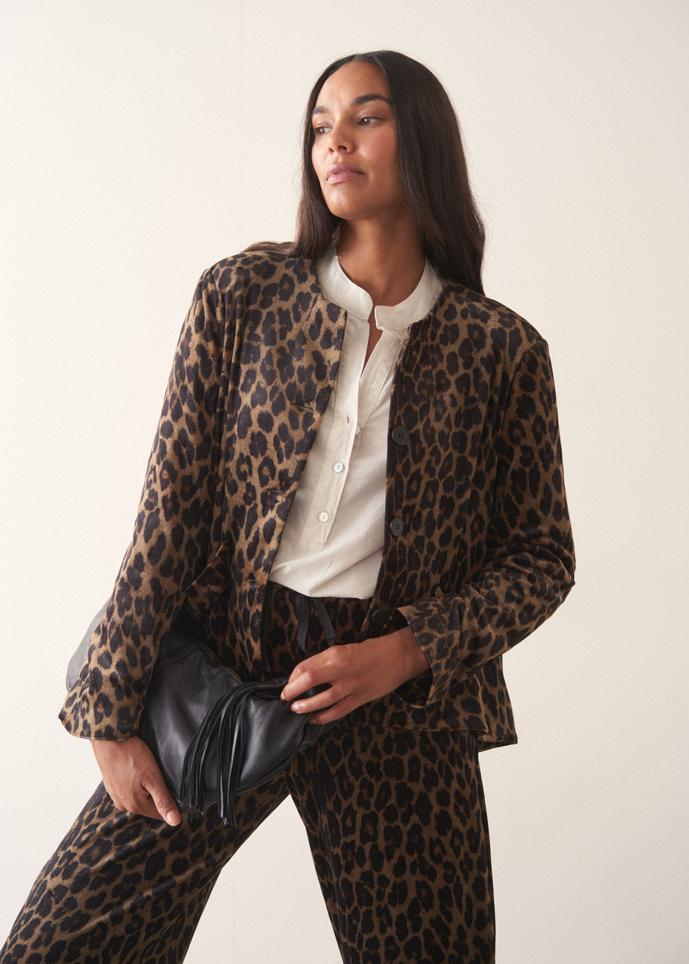 DEE LEOPARD PRINT JACKET - BROWN