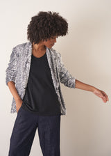 Silver sequin blazer jacket