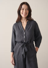 ZORA LINEN JUMPSUIT - CHARCOAL