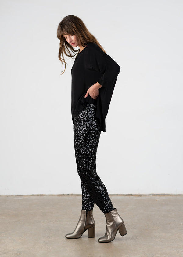 Black sequin trousers