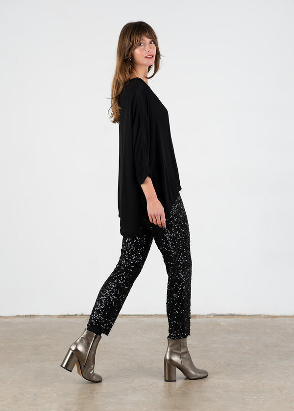 Black sequin trousers