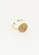 Gold disc ring with embossing detail