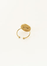 Gold disc ring with embossing detail