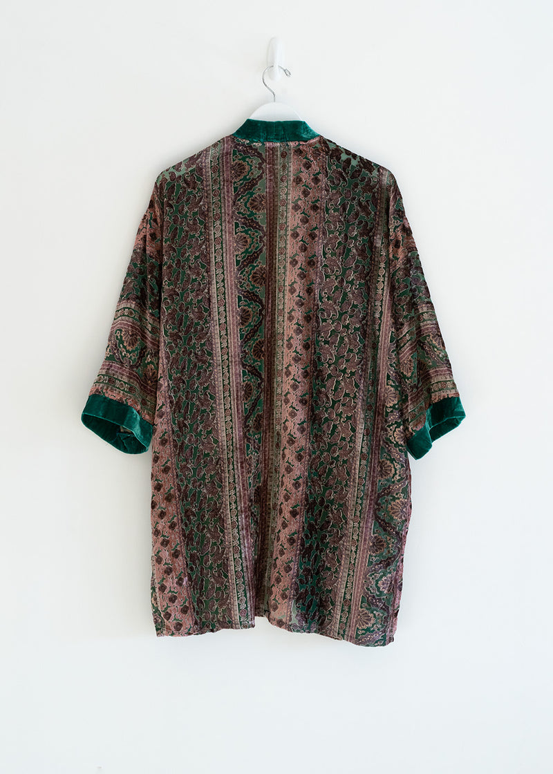Aqua velvet kimono jacket