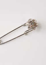 Silver brooch pin with crystal flower