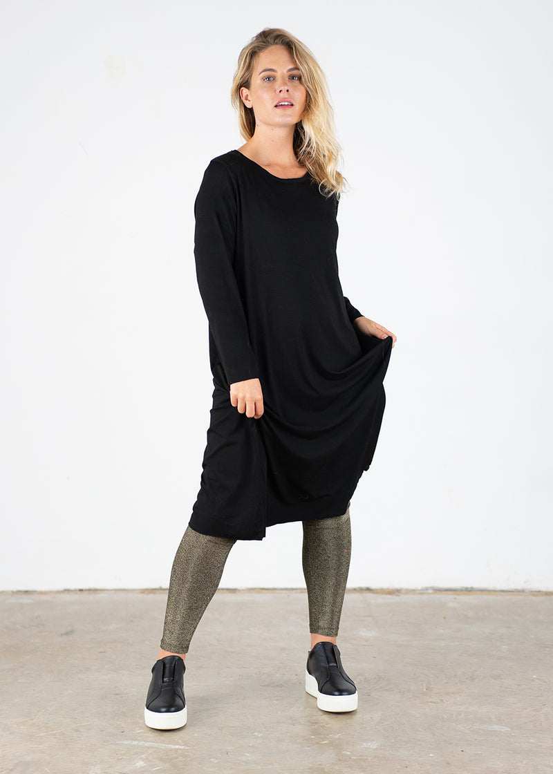 Black long sleeve tunic dress