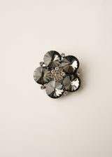 Grey crystal flower brooch