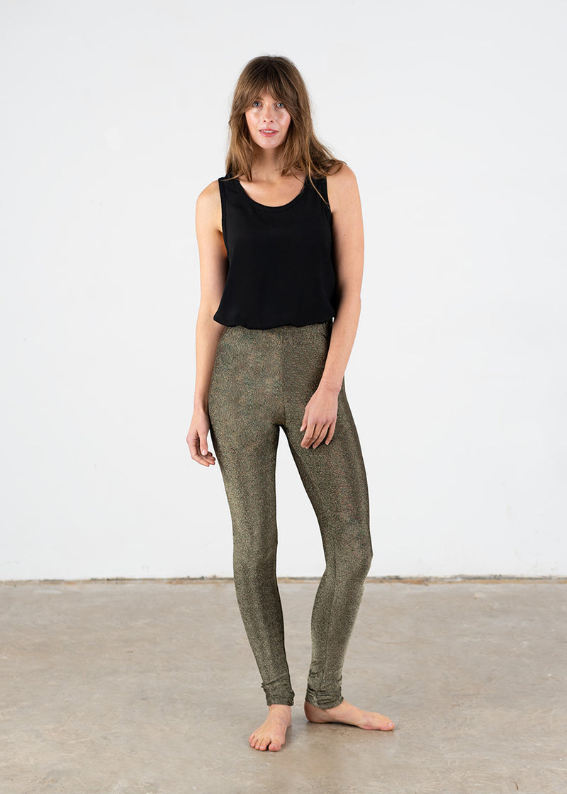Gold metallic leggings