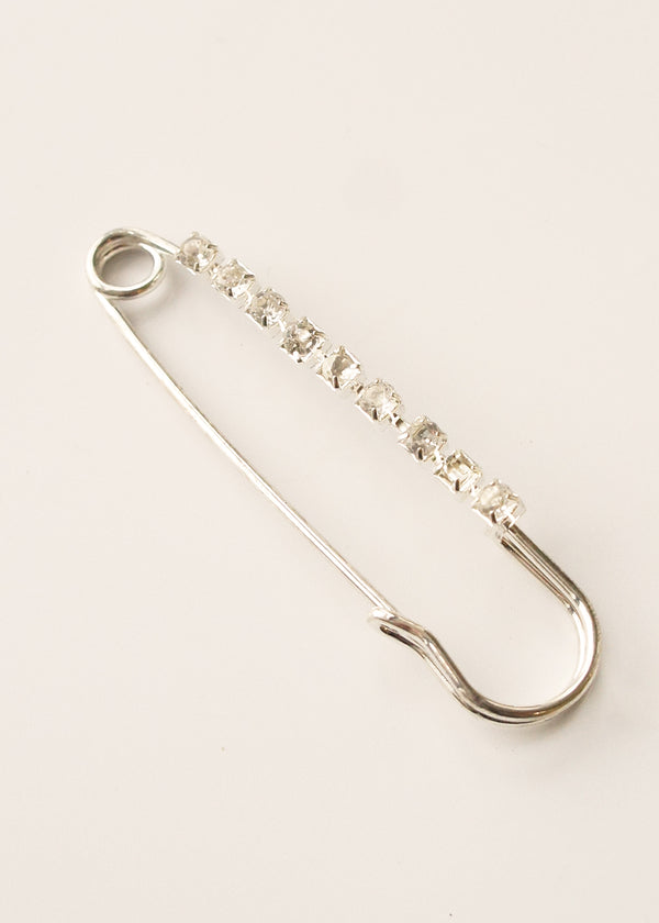 Silver pin brooch with crystals