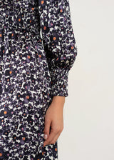Dark blue floral midi dress