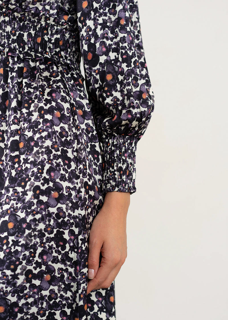 Dark blue floral midi dress