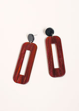 Red resin dangly earrings